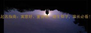 新生儿起名指南寓意好重音律避生僻字家长必看
